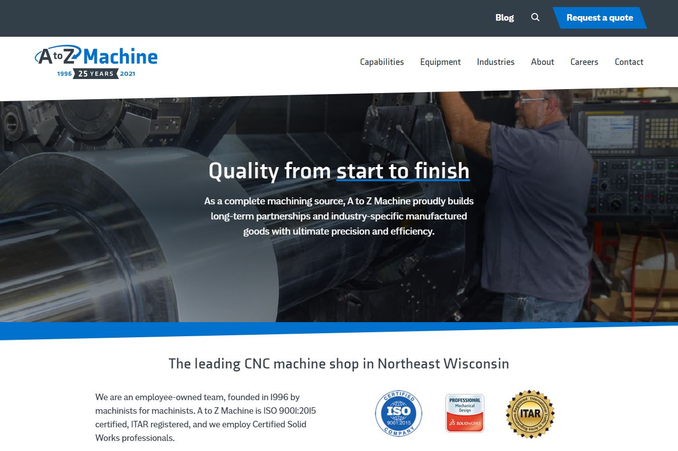 A to Z Machine Website Screenshot