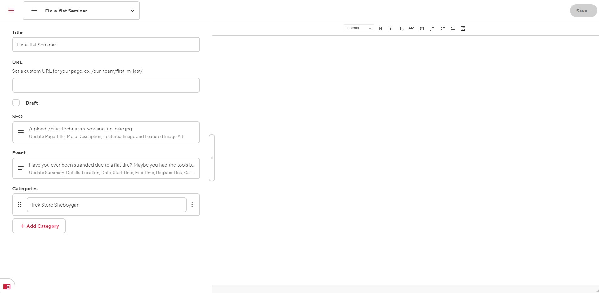 Stadium Bike add new blog post preview