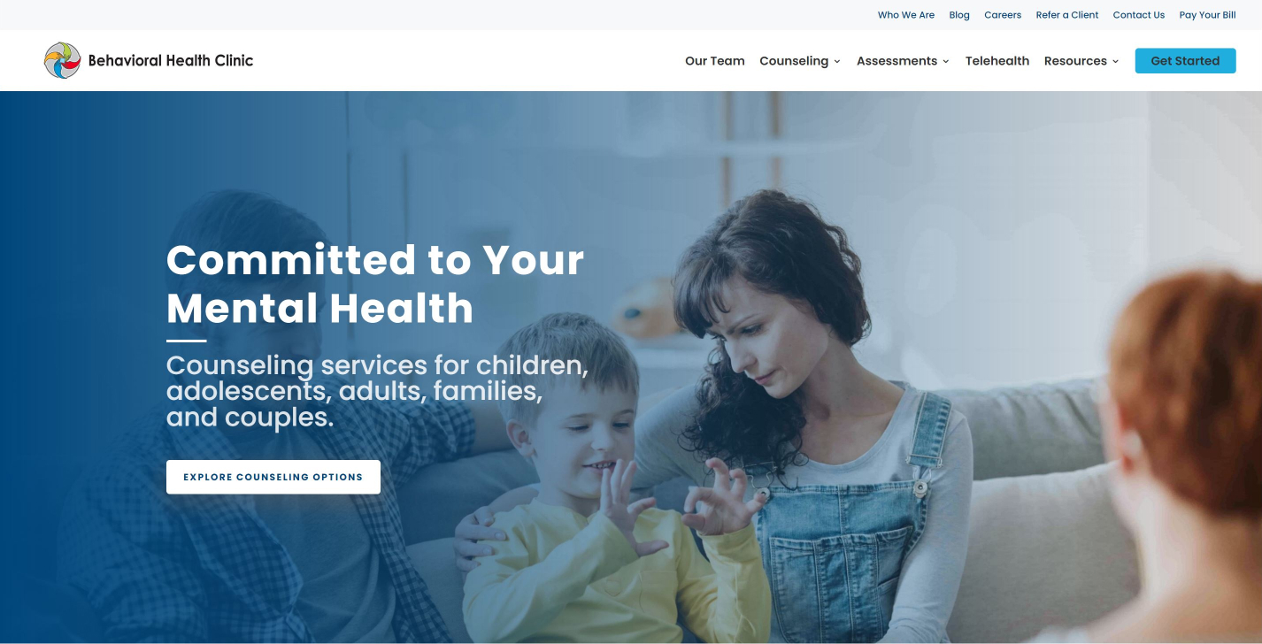 Behavioral Health Clinic Website Screenshot