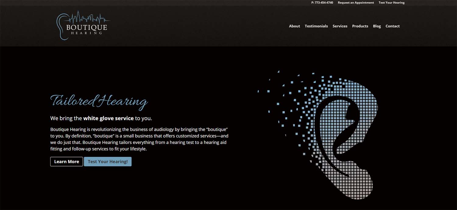 Boutique Hearing Website Screenshot