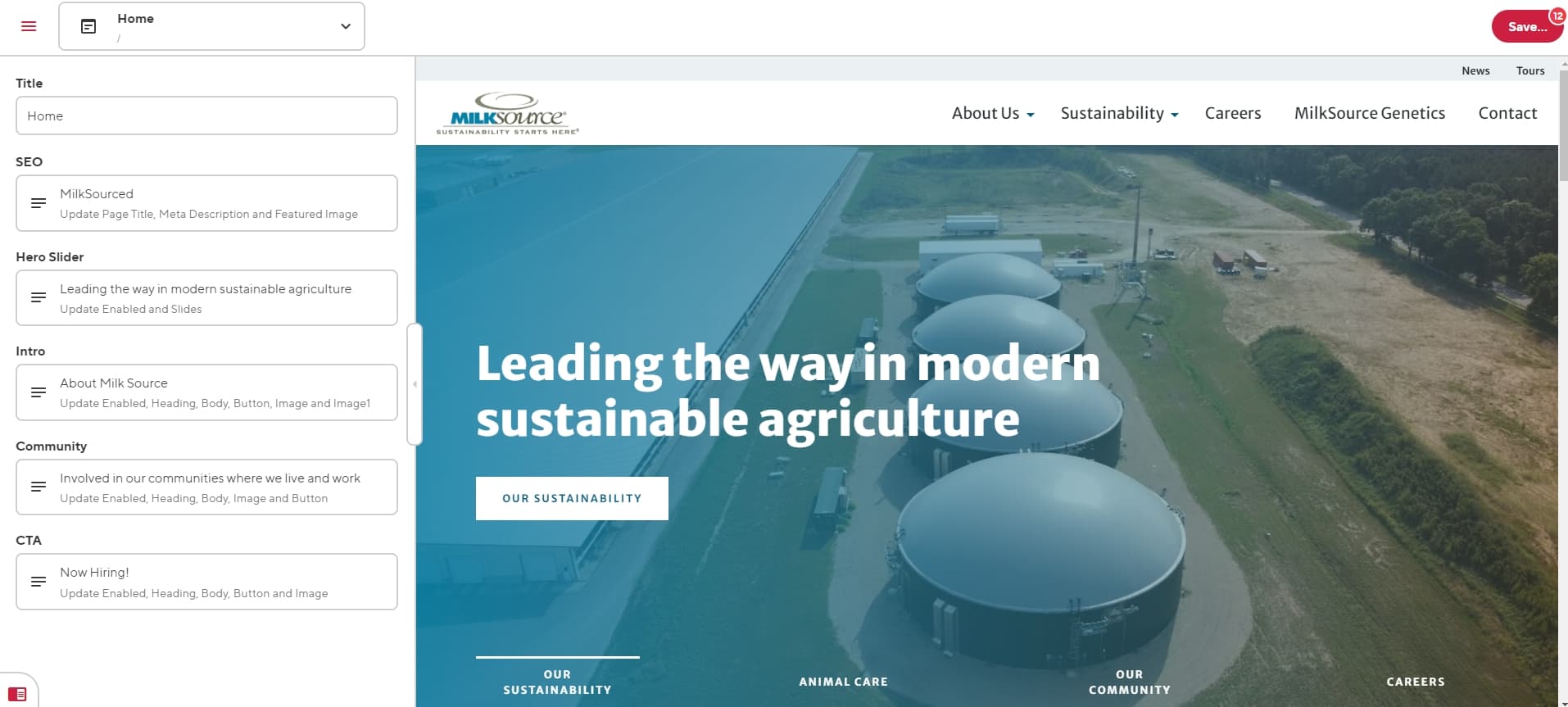Milk Source bulk save Preview Screenshot