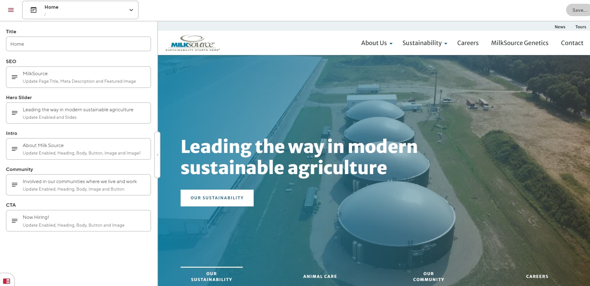 Milk Source bulk save Preview Screenshot