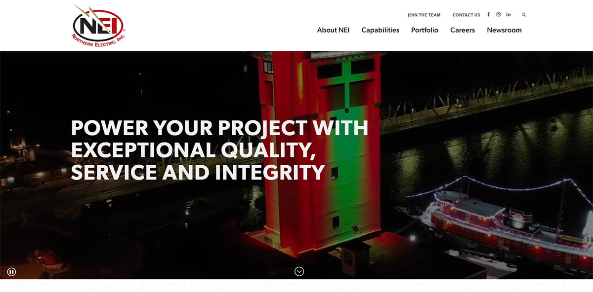 NEI Website Screenshot