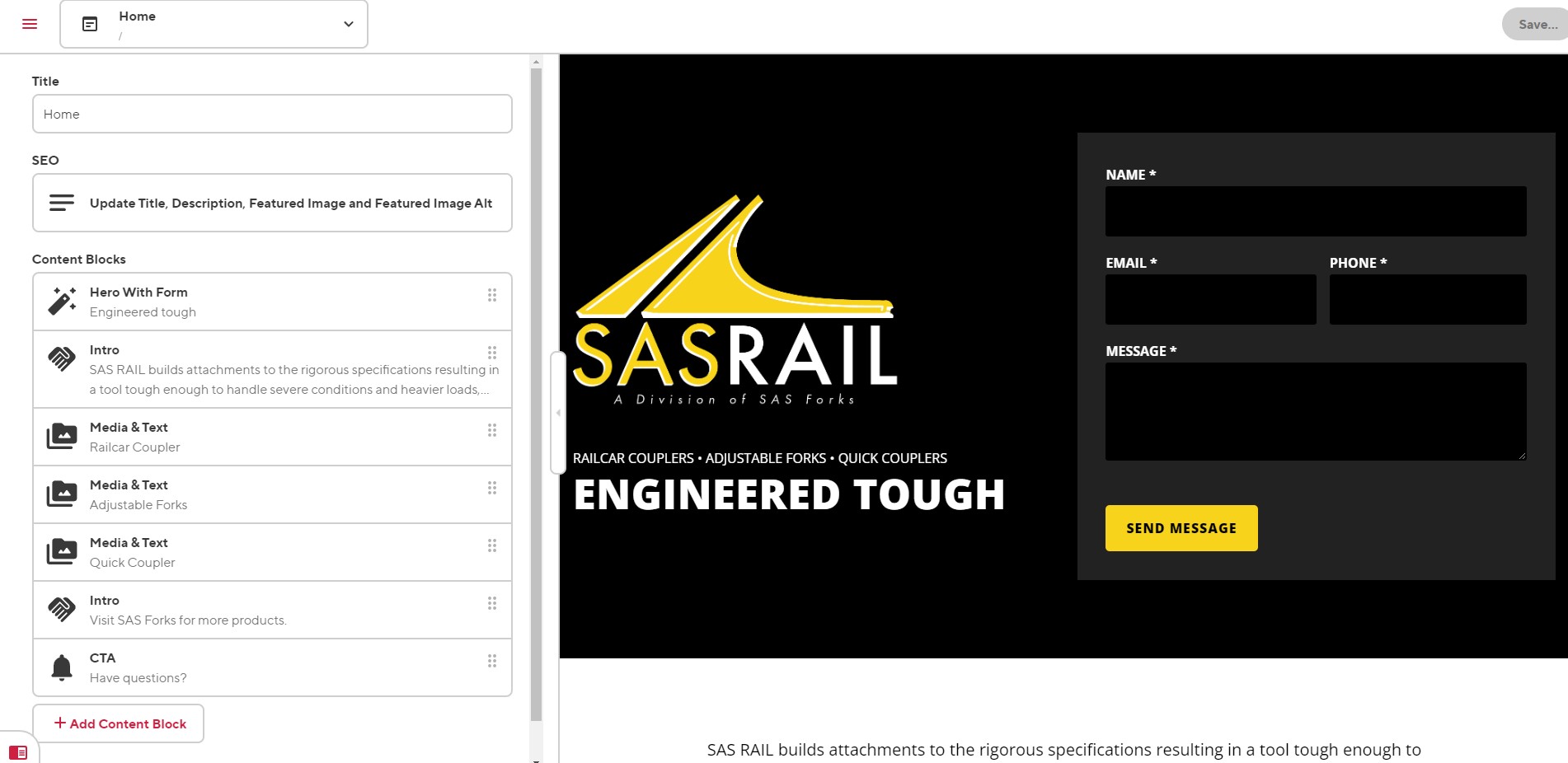 SAS Homepage Screenshot