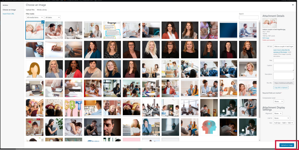 A preview of the wordpress image library